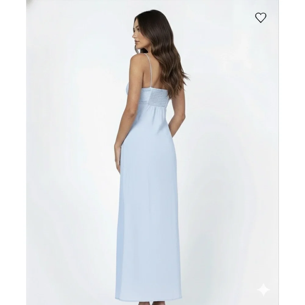 Princess Polly Slip Dress Baby Blue Spaghetti Strap Maxi Satin Lace Trim
Size 6 - Picture 2 of 9